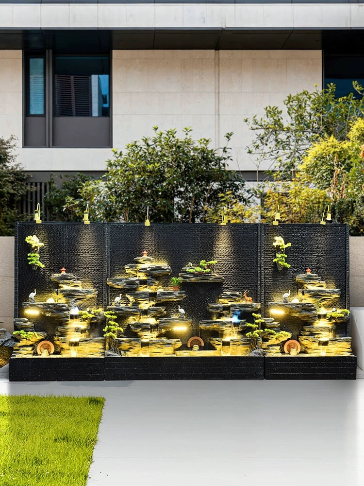 Exquisite Outdoor Elegance: Rockery Fountain Wall Landscaping