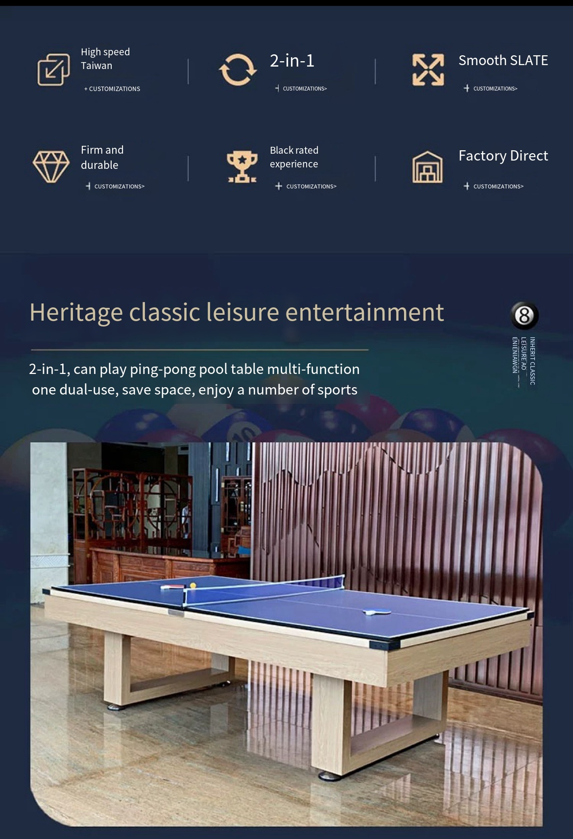 Game On: The Ultimate 4-in-1 Billiard, American Snooker, and Table Tennis Experience for Your Home