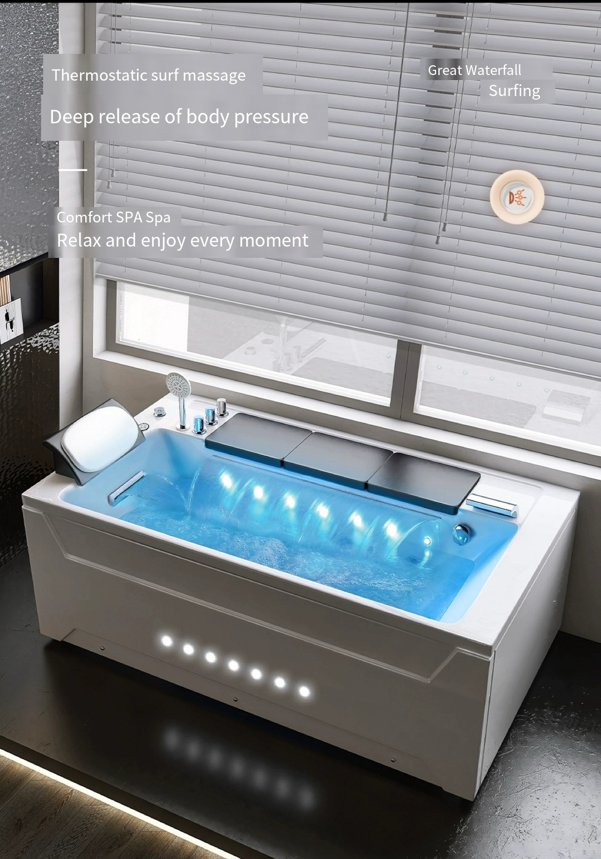 Experience the Luxury of Waterfall Design and Constant Temperature in our 1.8 Meter Bathtub – Basin 309