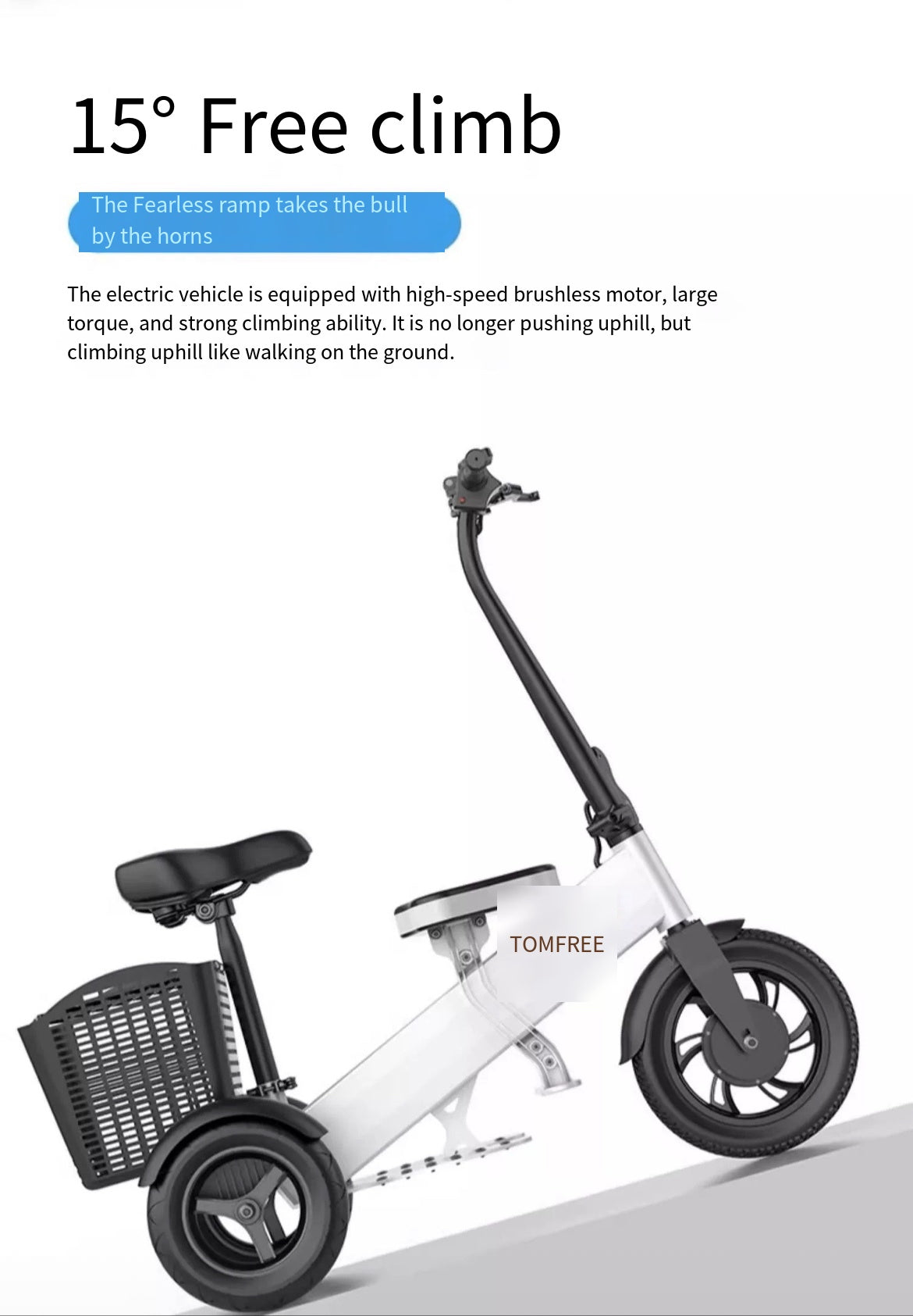 Tomofree Mini Transport: The Ultimate Folding Household tricycle with a 36v battery and a pure electric range of 25km