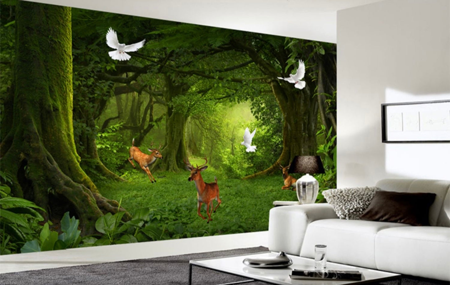 Immerse in Nature's Beauty: 3D Forest Scenery Wallpaper for Living Rooms, Waterproof and Perfect for Broadcast Backgrounds