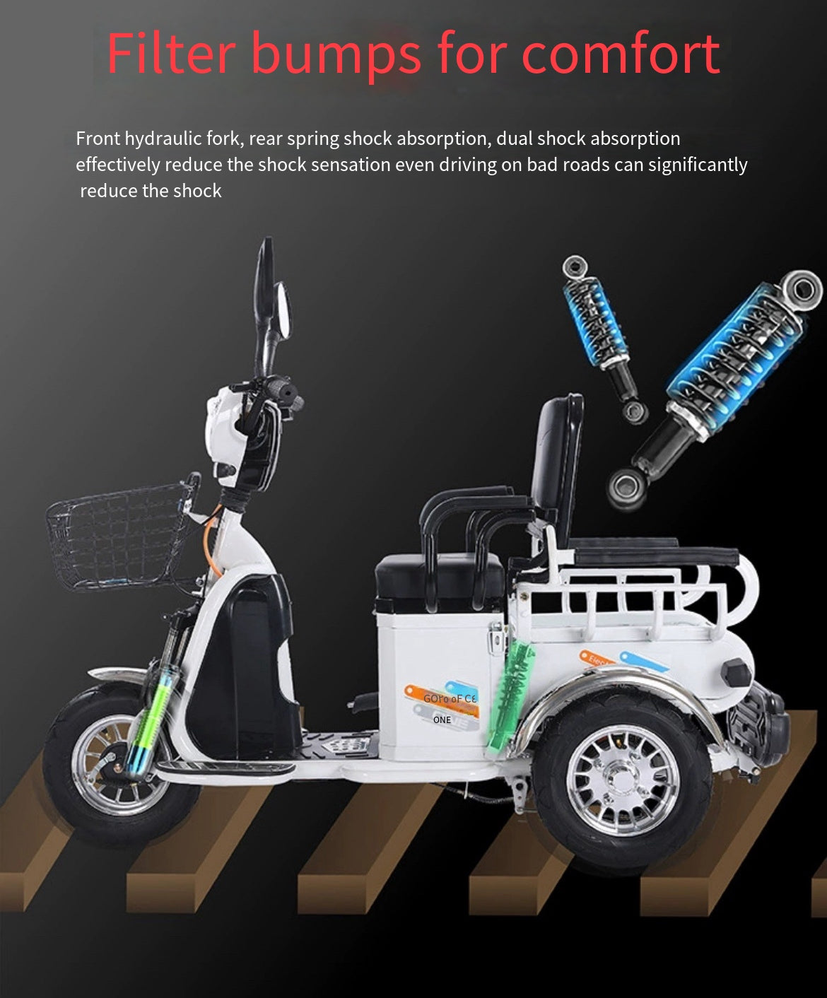 Family Cruiser: Electric Tricycle with a maximum power of 500w and 48v battery for Safe and Convenient Parent-Child Transportation