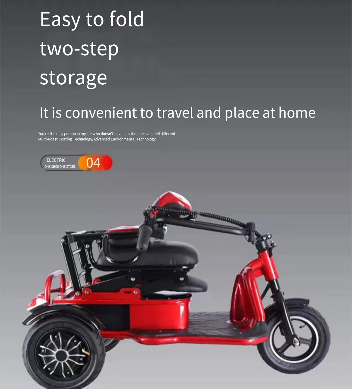 Mini folding electric tricycle for home use, suitable for men, women, elderly, and parent-child transportation. It is lightweight and has three wheels with a 48v battery and a maximum speed of 25km/h