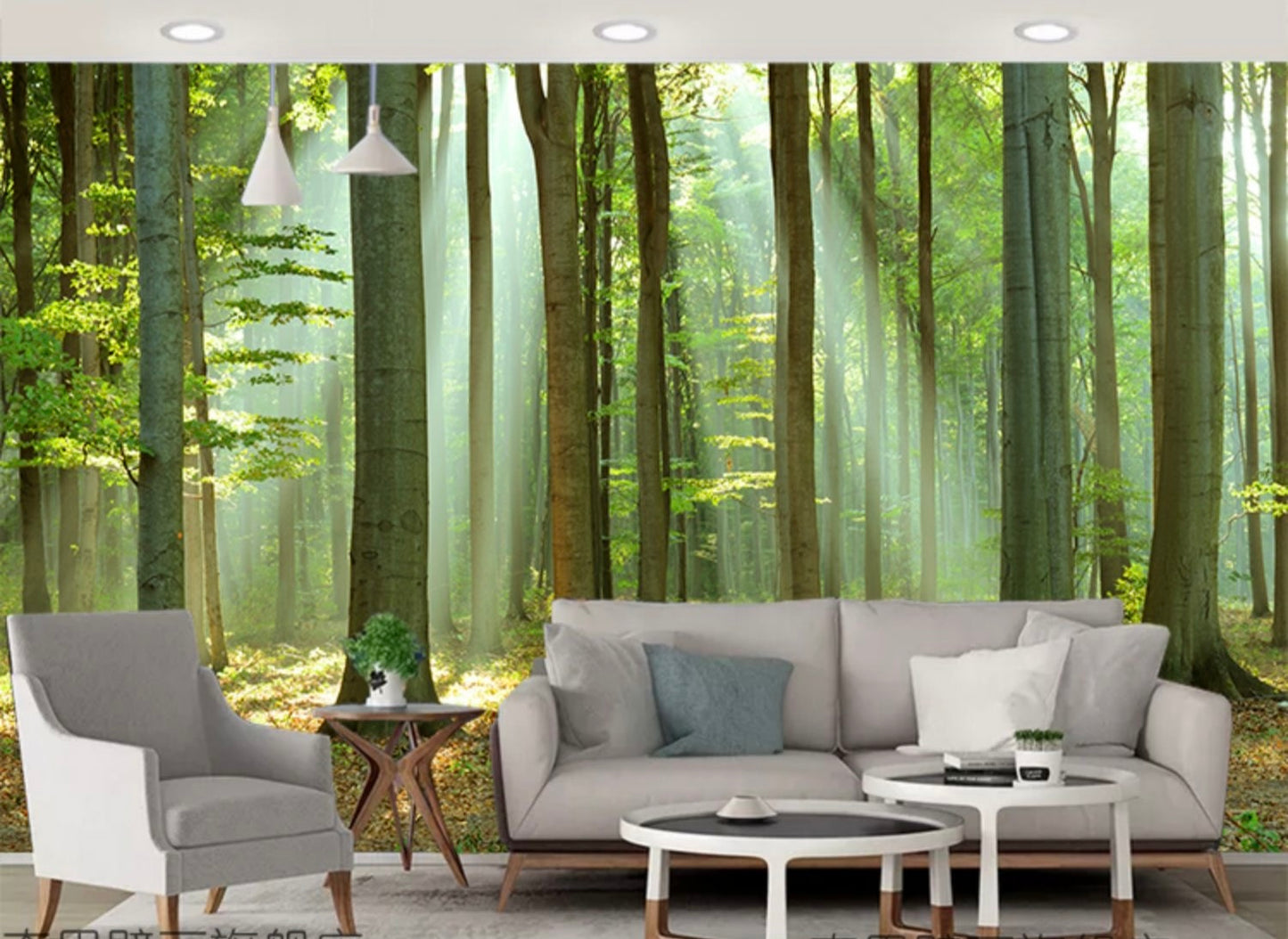 Immerse in Nature's Beauty: 3D Forest Scenery Wallpaper for Living Rooms, Waterproof and Perfect for Broadcast Backgrounds