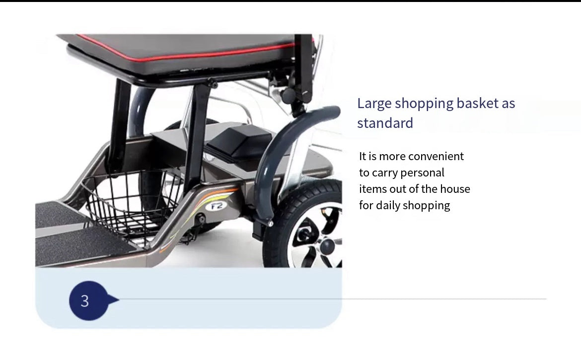 Foldable Four-Wheel Scooter for Old Age with maximum electric Power below 500w and 24v battery