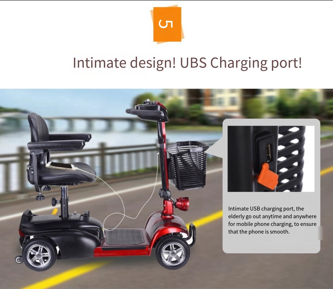 Mobility Master: The All-in-One Electric Vehicle for Seniors and the Disabled with a maximum power below 500w and 24v battery voltage