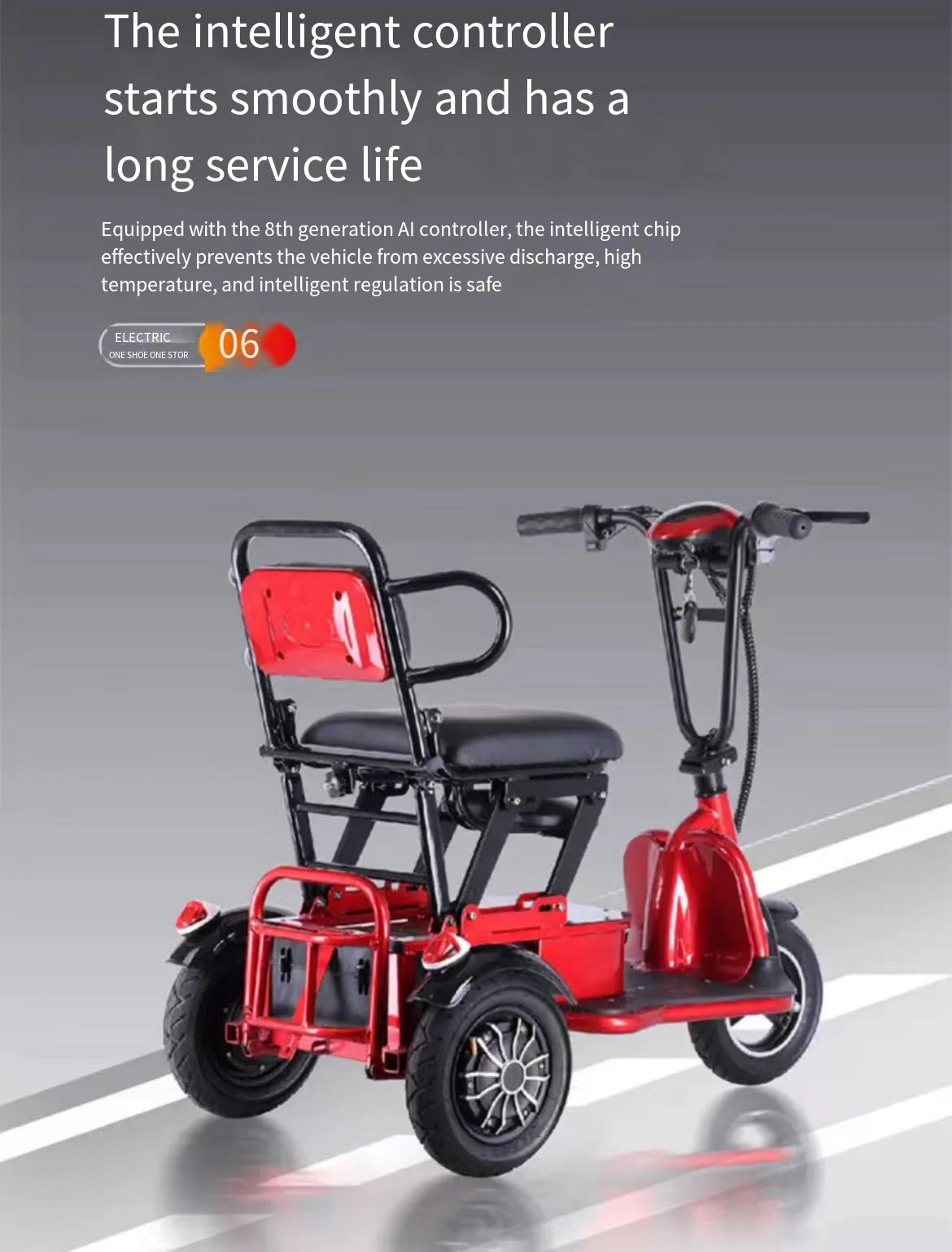 Mini folding electric tricycle for home use, suitable for men, women, elderly, and parent-child transportation. It is lightweight and has three wheels with a 48v battery and a maximum speed of 25km/h