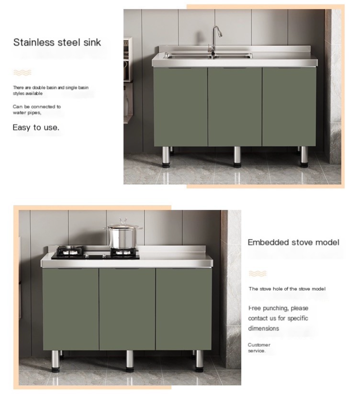 All-in-One Stainless Steel Kitchen Cabinet – Affordable, Stylish, and Customizable!"