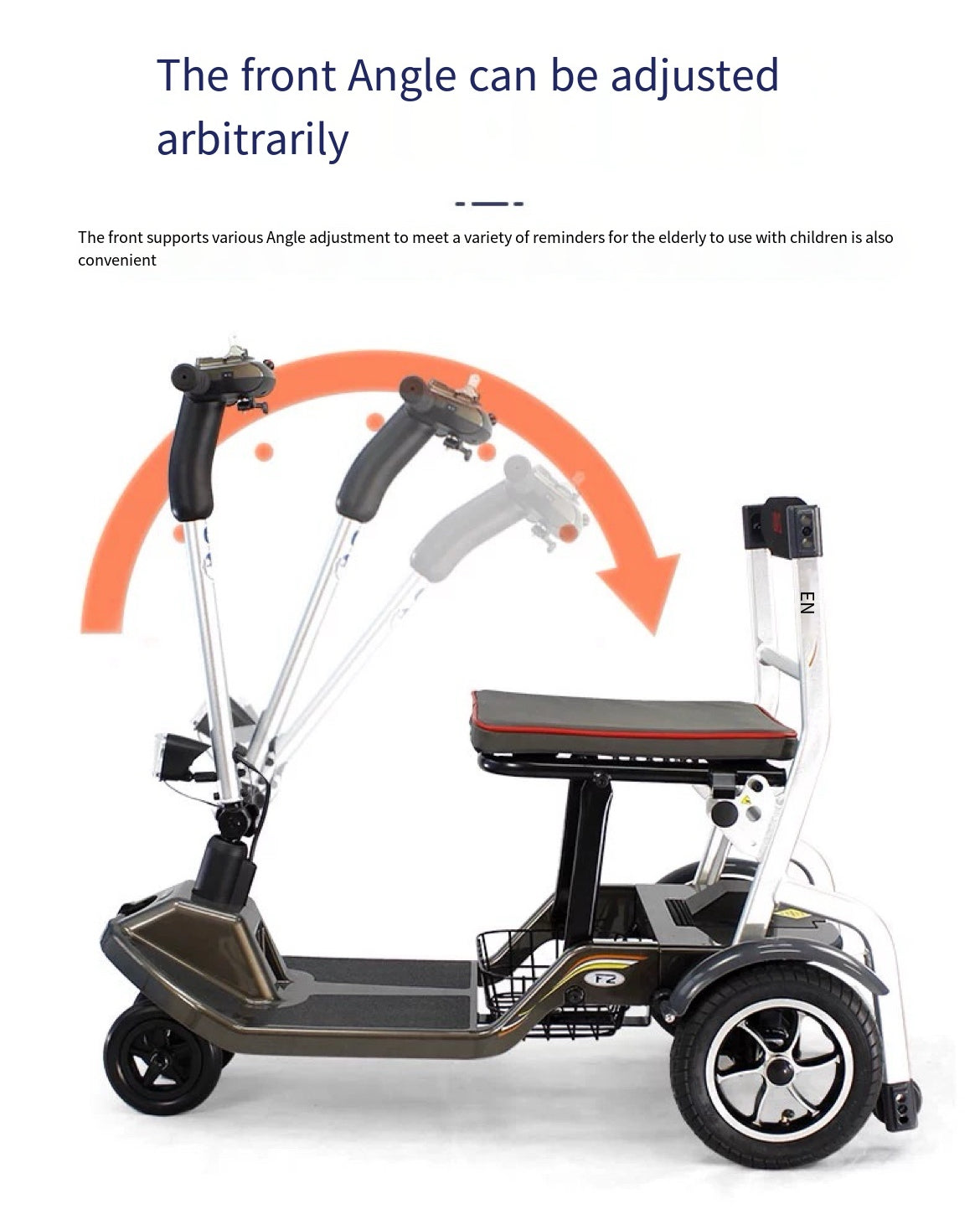 Foldable Four-Wheel Scooter for Old Age with maximum electric Power below 500w and 24v battery