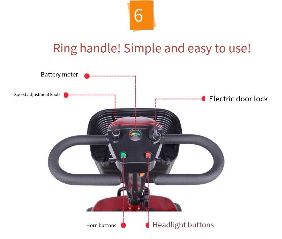 Mobility Master: The All-in-One Electric Vehicle for Seniors and the Disabled with a maximum power below 500w and 24v battery voltage