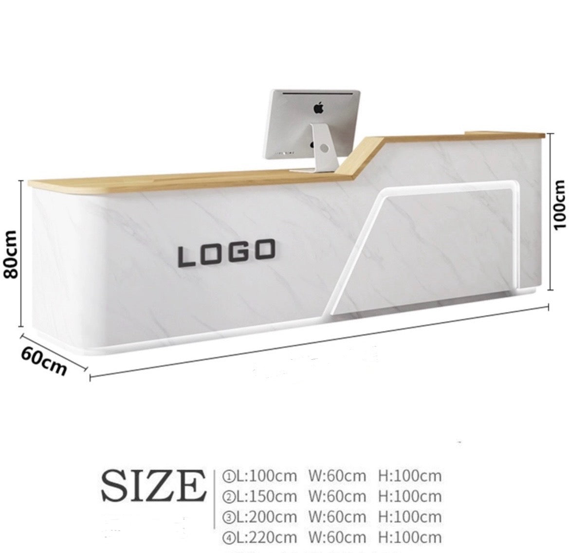 Versatile Modern Commercial Counter: Ideal for Bars, Beauty Salons, Clothing Stores, Offices, and Reception Areas.100*60*100cm