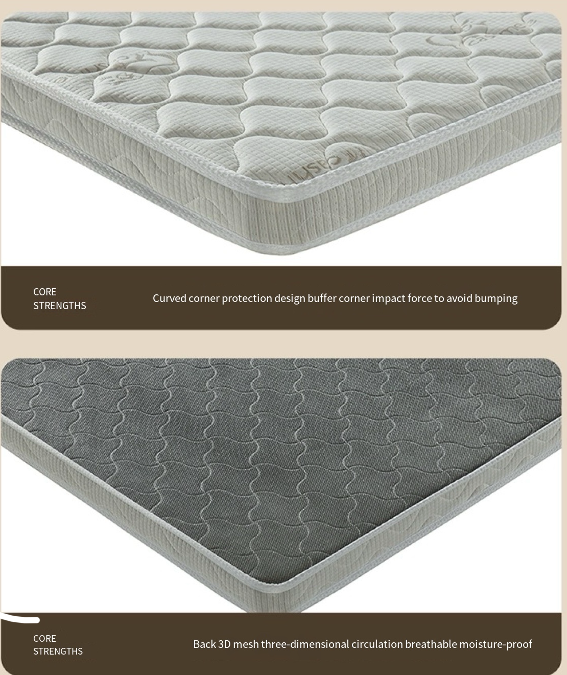 Mattress, Natural 3E Environmental Protection, Coconut Palm, 1.8m * 1.5m, Soft and Firm, Palm Latex, Children's Memory Foam, Sea Horse Universe.