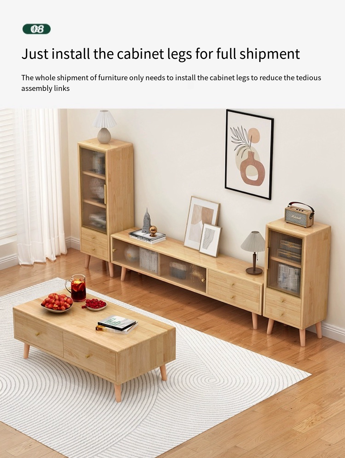 Maximize Space and Style: Modern Integrated Solid Wood Table TV Stand Combo