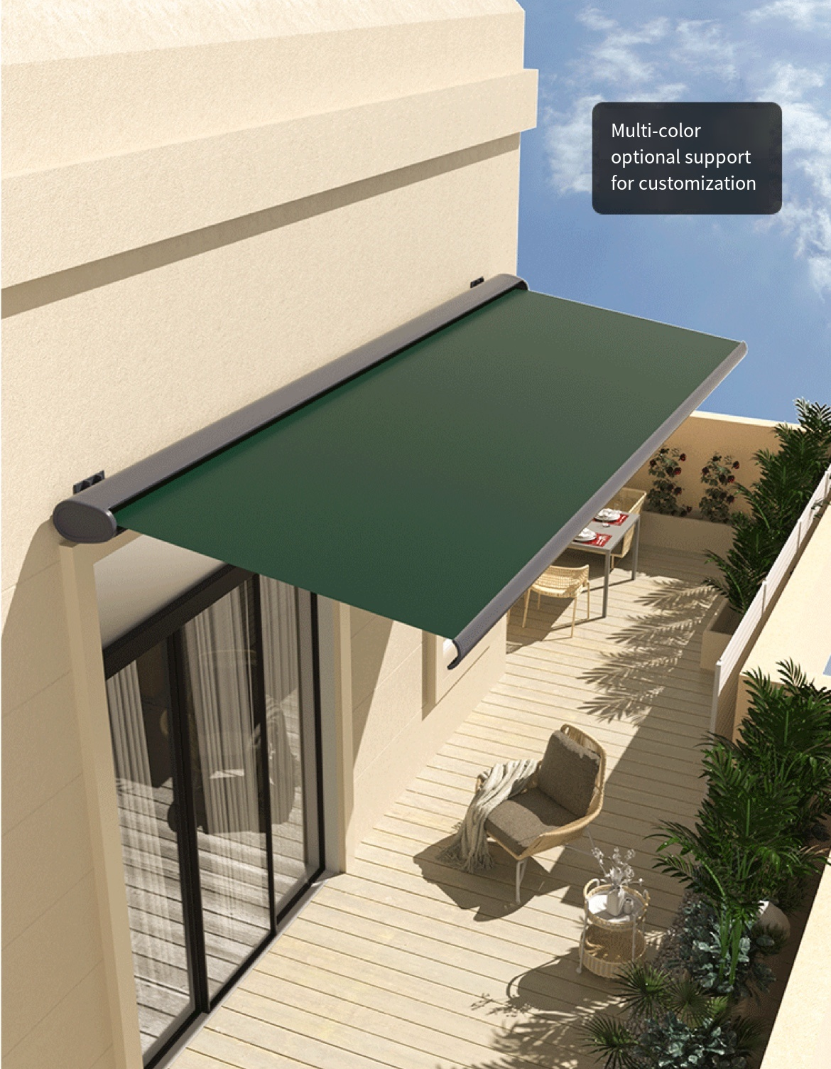 Ultimate Outdoor Experience: Remote-Controlled Aluminum Alloy Awning for Your Courtyard, Balcony, and Terrace