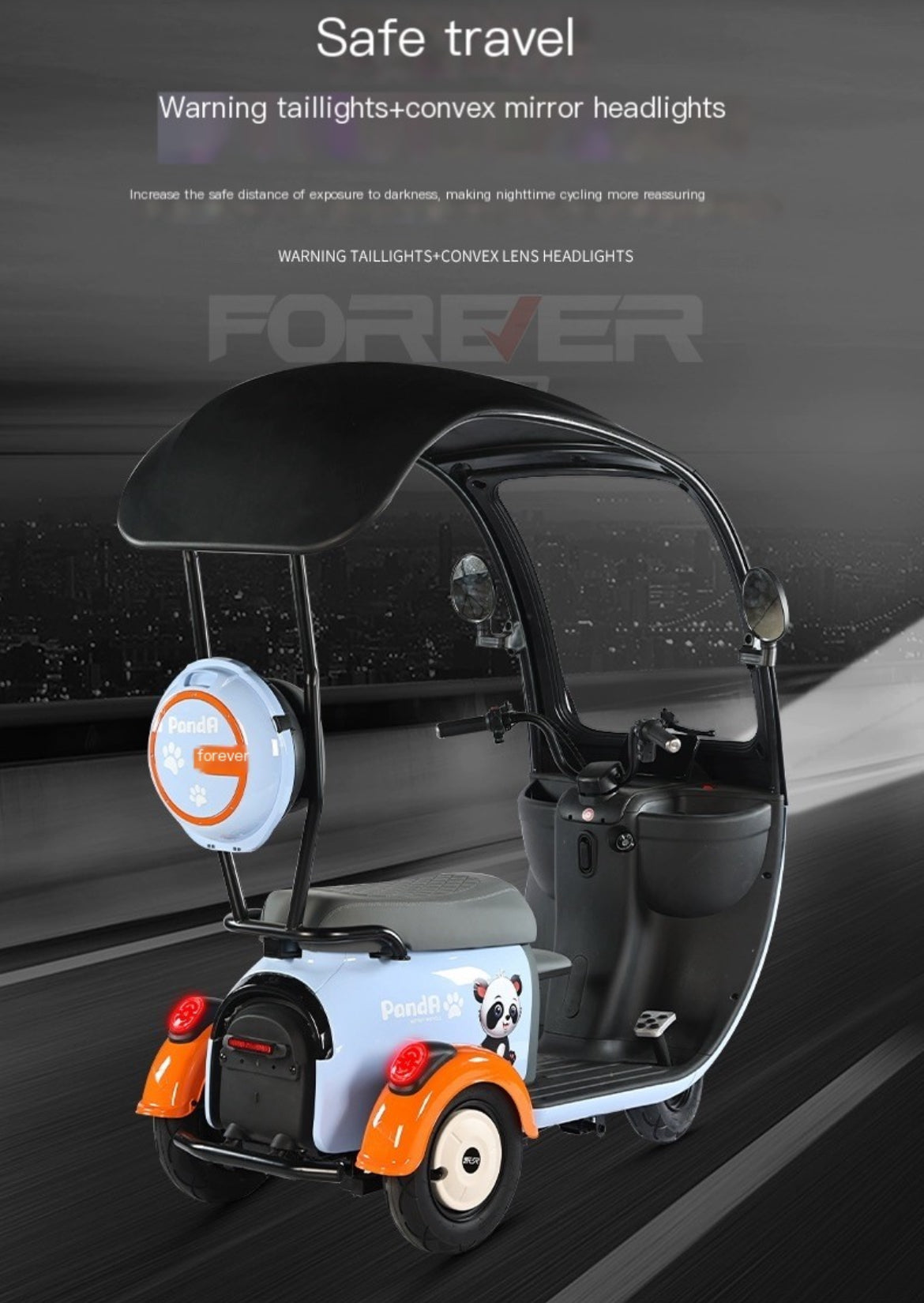 Electric Carport Tricycle: Perfect for Home, Lady, Old Age, and Child Transportation with a maximum power of 500w and a pure electric range of 65km and above.