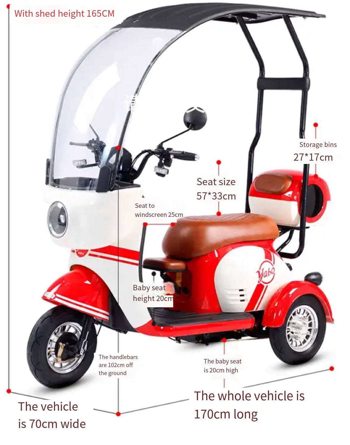 Electric Tricycle for Families: Safe, Stable, and Spacious for Up to Three Passengers with a maximum power of 1000W and 72v battery