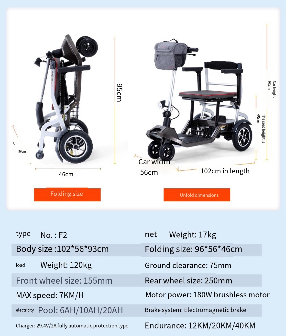 Foldable Four-Wheel Scooter for Old Age with maximum electric Power below 500w and 24v battery