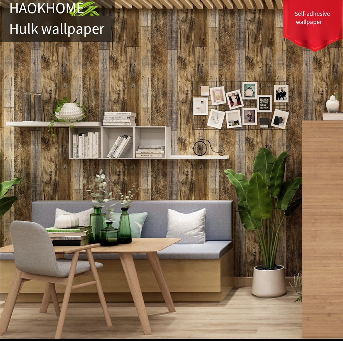 Vintage Industrial Elegance: Retro 3D Self-Adhesive Wood Grain Wallpaper