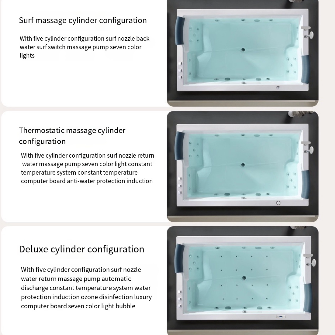 Smart Living, Luxury Bathing: 2.4m Double Villa Bathtub with Constant Temperature Heating