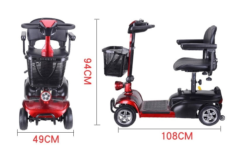 Mobility Master: The All-in-One Electric Vehicle for Seniors and the Disabled with a maximum power below 500w and 24v battery voltage