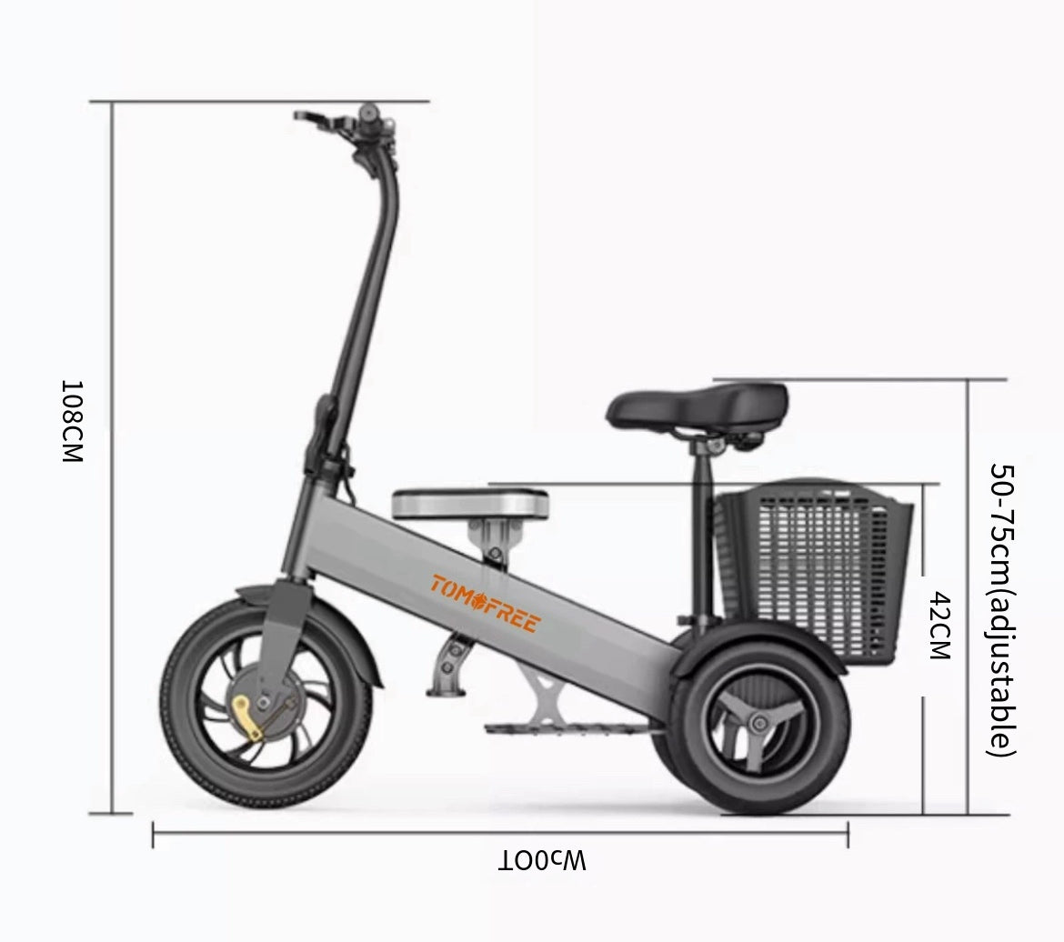 Tomofree Mini Transport: The Ultimate Folding Household tricycle with a 36v battery and a pure electric range of 25km