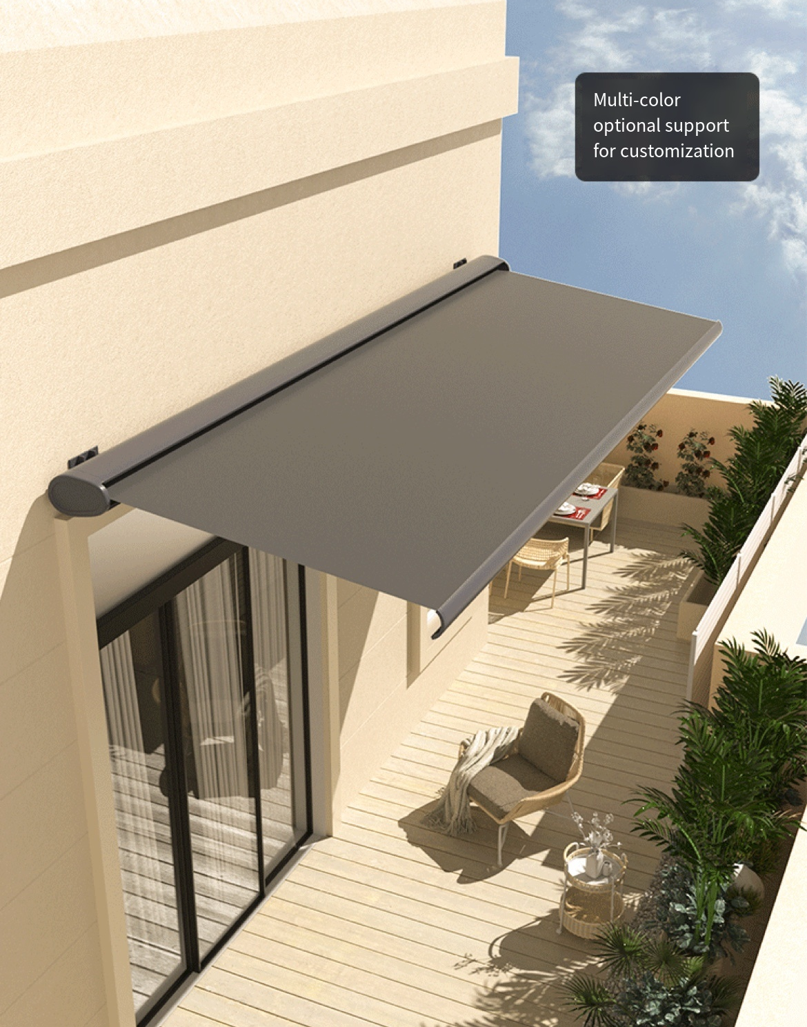 Ultimate Outdoor Experience: Remote-Controlled Aluminum Alloy Awning for Your Courtyard, Balcony, and Terrace